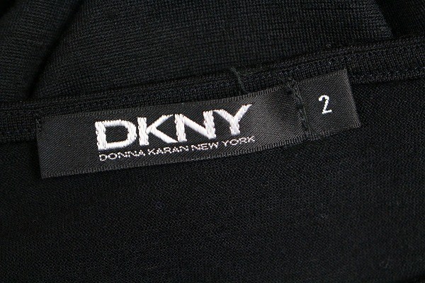 DKNY DONNA KARAN NEW YORK ダナキャラン ニューヨーク 綺麗め ワンピース 七分袖 ウール 薄手 無地 2 黒 ブラック レディース [703845]_画像8