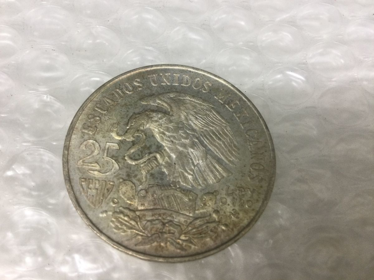 D905-60-M【記念硬貨】25ペソ 銀貨 重量22.6g 1968年 メキシコオリンピック 記念 コイン 硬貨 メダル 銀シルバー/t_画像3