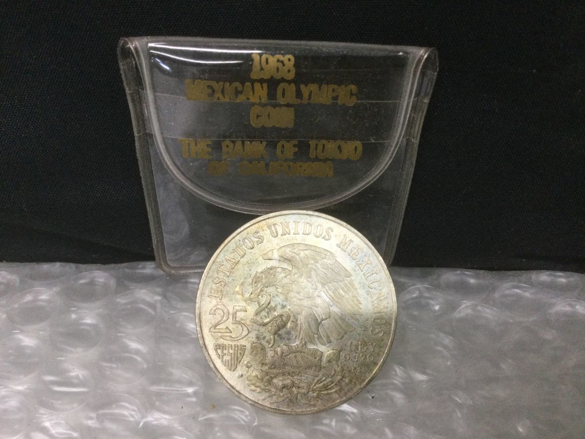 D905-60-M【記念硬貨】25ペソ 銀貨 重量22.6g 1968年 メキシコオリンピック 記念 コイン 硬貨 メダル 銀シルバー/t_画像1