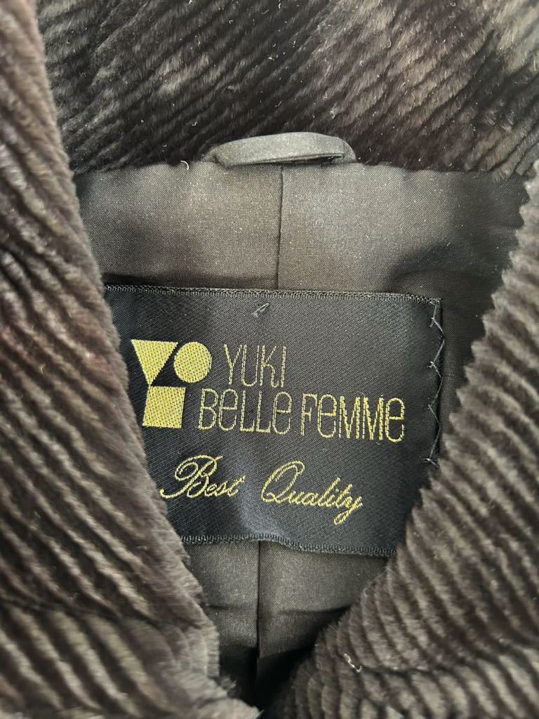 送料無料 即決 YUKI Belle Femme ユキベルファム 毛皮 コート ジャケット 9号 アウター リアルファー ダークブラウン