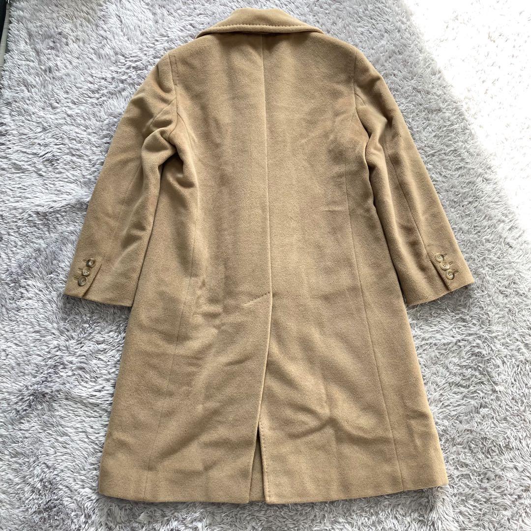 マックスマーラ MaxMara カシミヤ混 ウール ロングコート チェスターコート ダブルブレスト ベージュ 38 マニュエラ 白タグ　キャメル