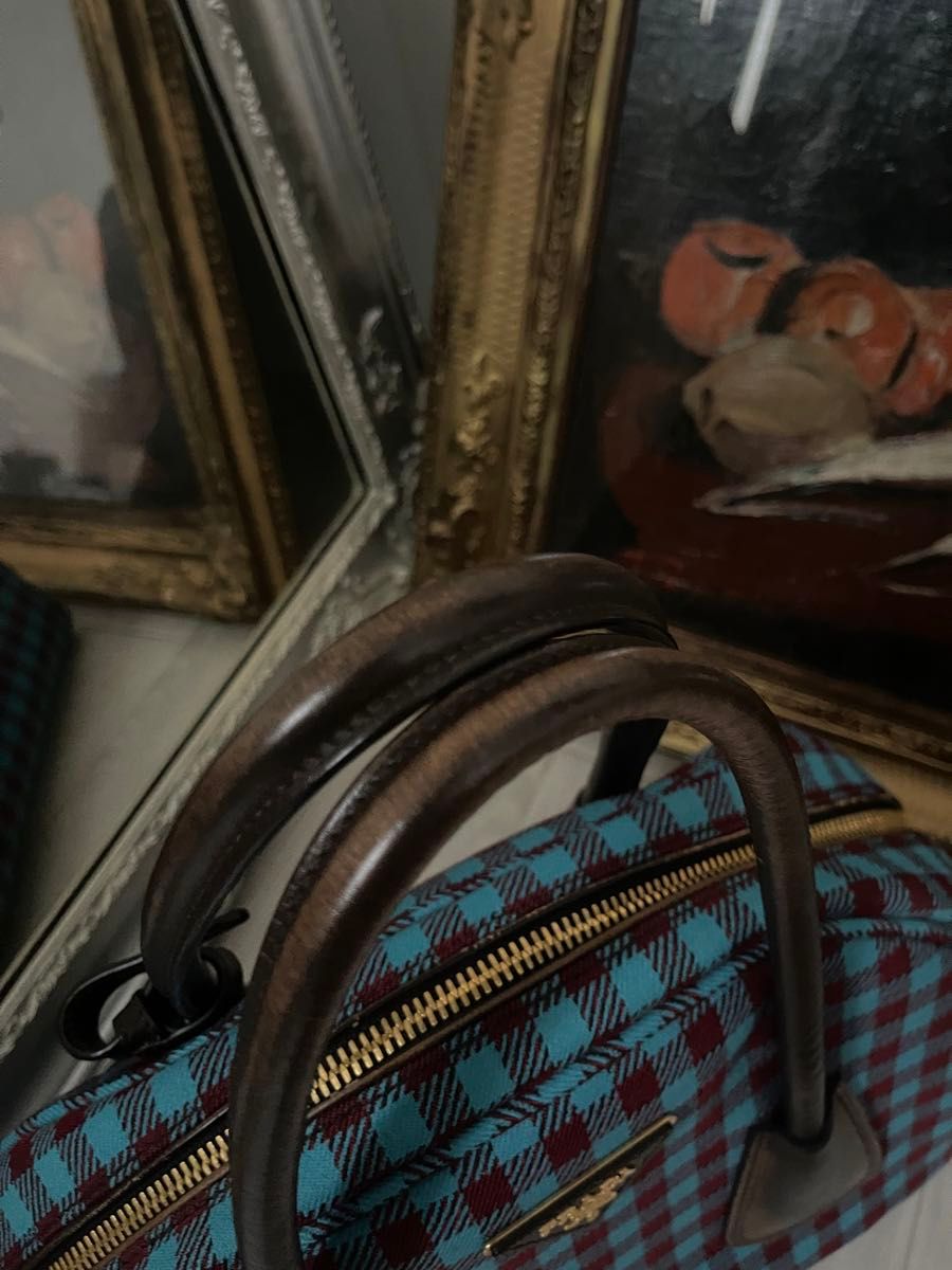PRADA プラダ ツイードボーリングバッグ ギンガムチェック PRADA プラダ ツイードボーリングバッグ ギンガムチェック