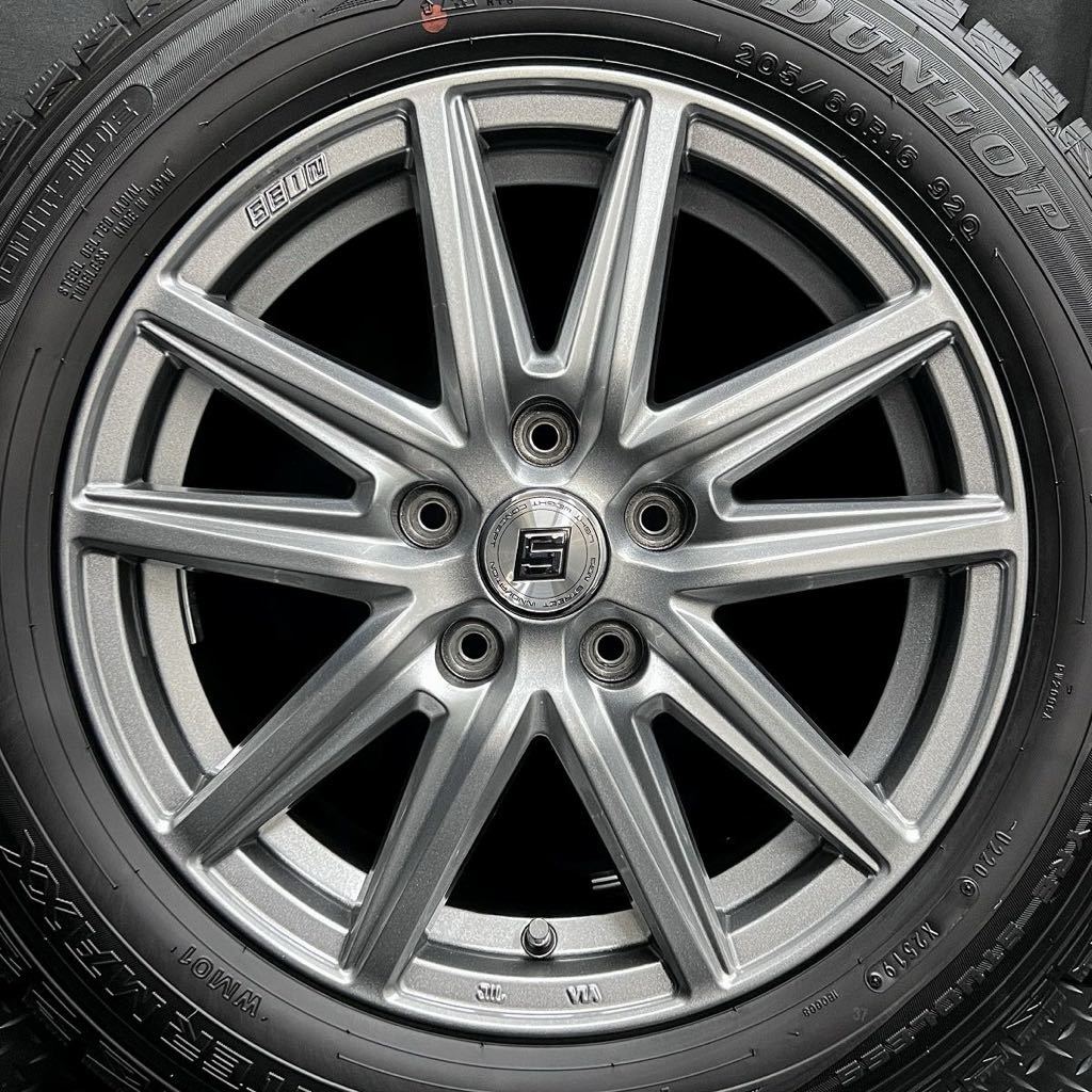 9分山ほぼ極美品★205/60R16 DUNLOP WM01&社外アルミ 4本 №B231208-B3 ノア VOXY ステップワゴン マツダ3等/5H 114.3ホイールスタッドレス_画像7