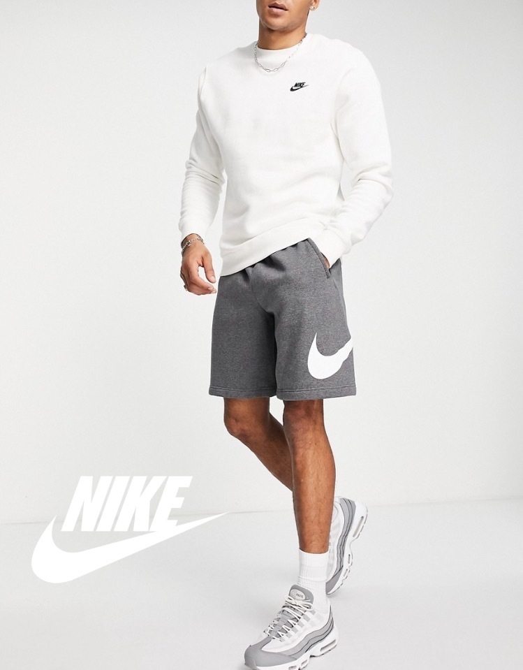 NY購入 新品 M/NIKE ナイキ ビッグ スウォッシュ スウェット ショーツ 裏起毛 Nike Graphic Shorts グレー / スポーツ キャンプ_画像1