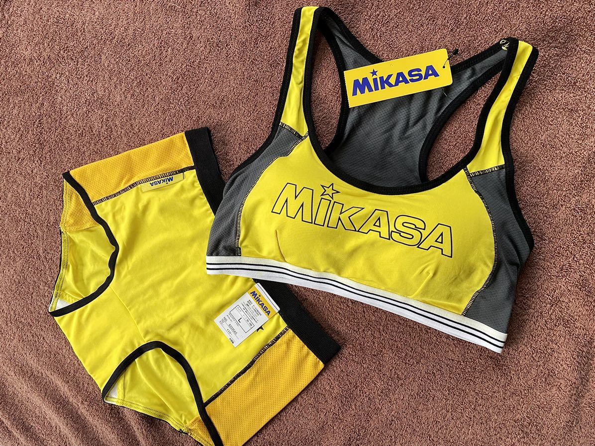 MIKASA ミカサ スポーツブラ ショーツ セット　 Lサイズ　yellow/yellow_画像1