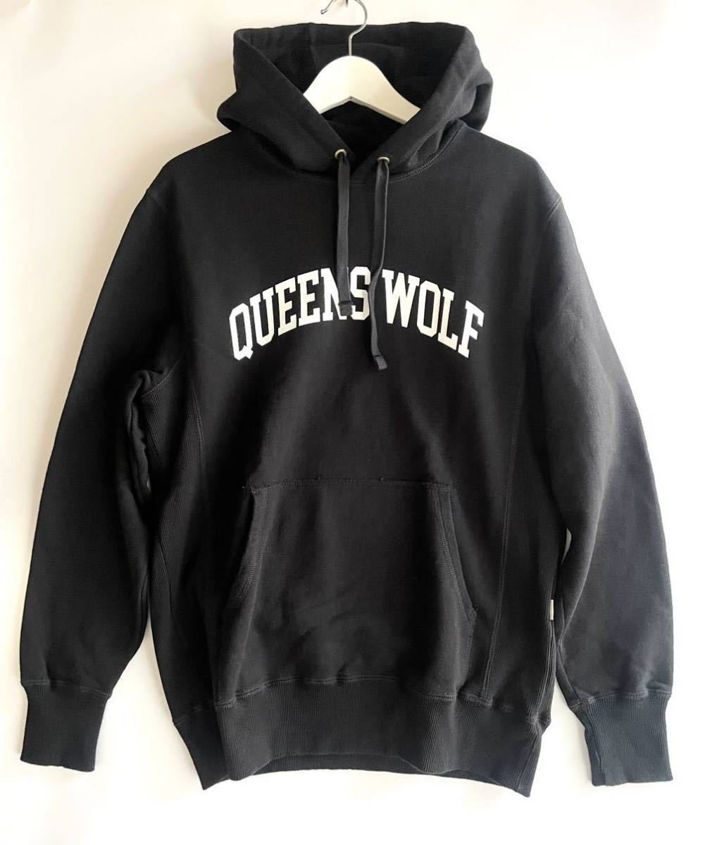 AIME LEON DORE QUEENS WOLF エメレオンドレ ブラック ロゴ パーカー コットン スウェット フーディ カナダ製 Mサイズ 1円スタート_画像1