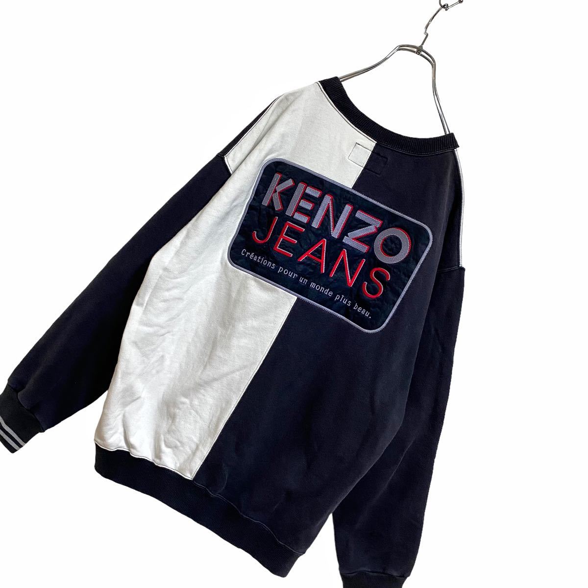 90s】KENZO JEANS 刺繍 ロゴ ワッペン スウェット メンズ L ケンゾー