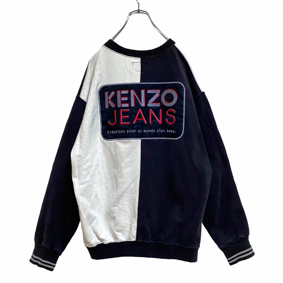 90s】KENZO JEANS 刺繍 ロゴ ワッペン スウェット メンズ L ケンゾー