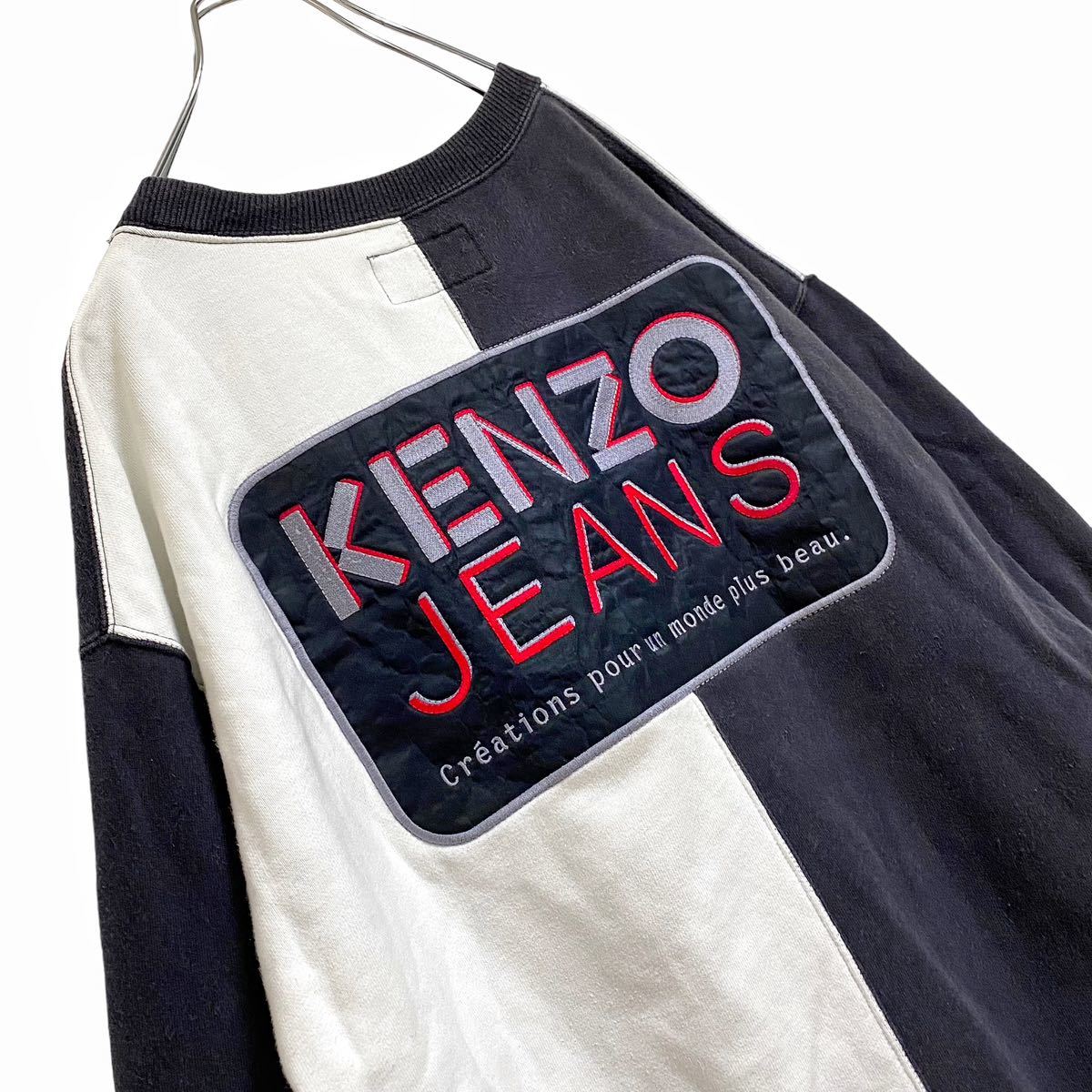 90s】KENZO JEANS 刺繍 ロゴ ワッペン スウェット メンズ L ケンゾー