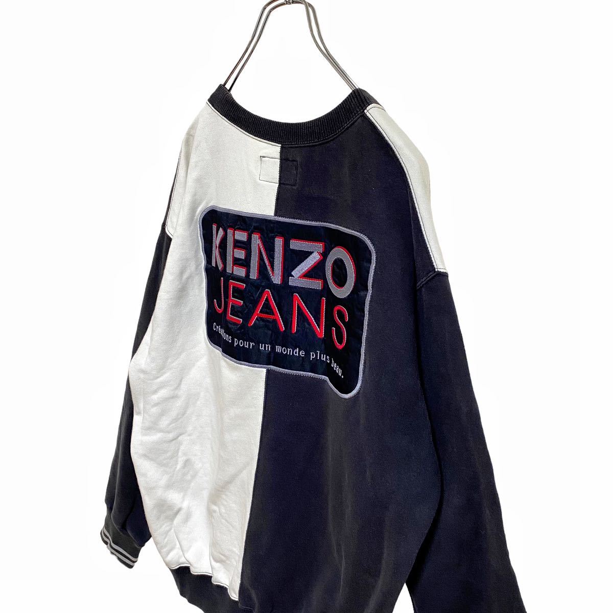 90s】KENZO JEANS 刺繍 ロゴ ワッペン スウェット メンズ L ケンゾー