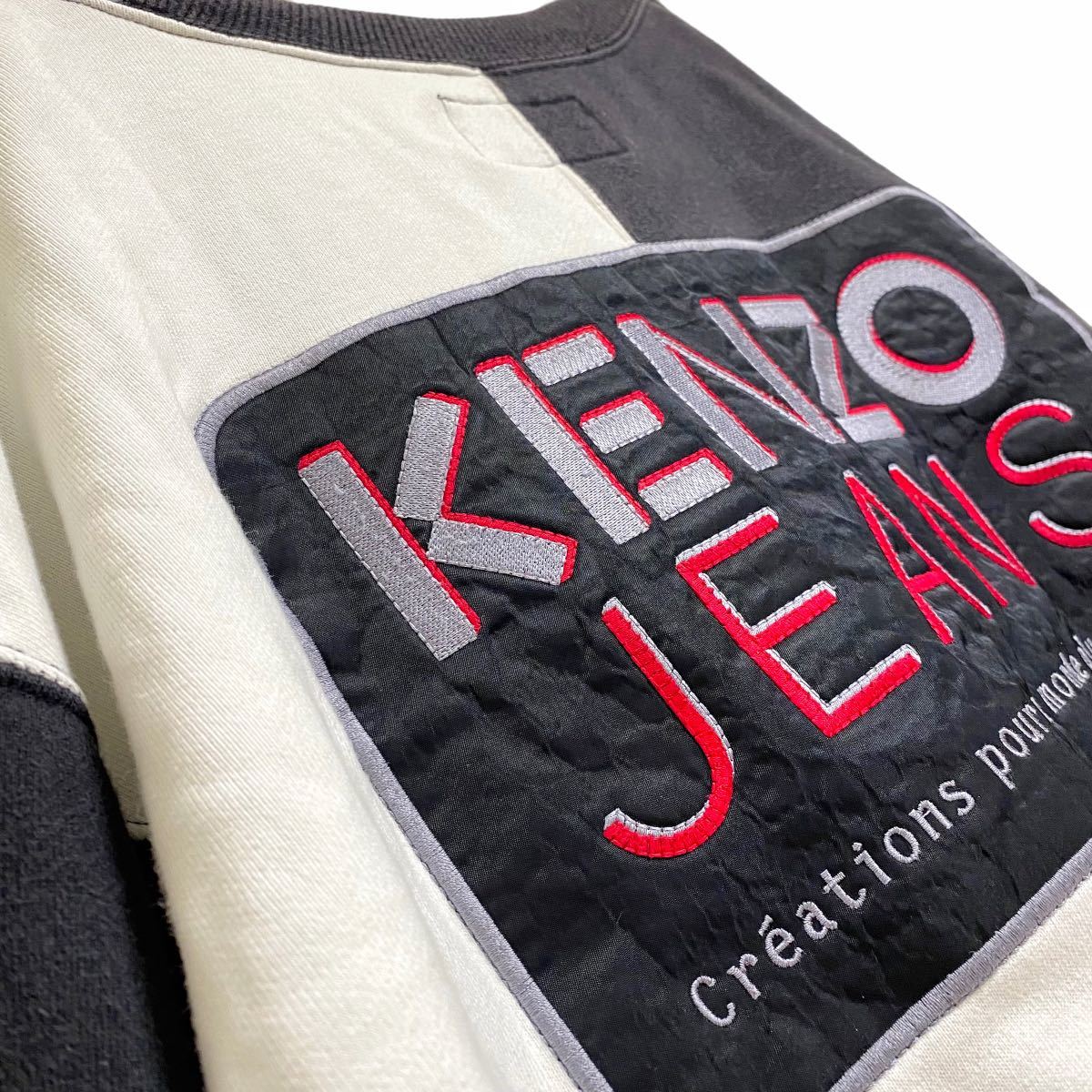 90s】KENZO JEANS 刺繍 ロゴ ワッペン スウェット メンズ L ケンゾー 