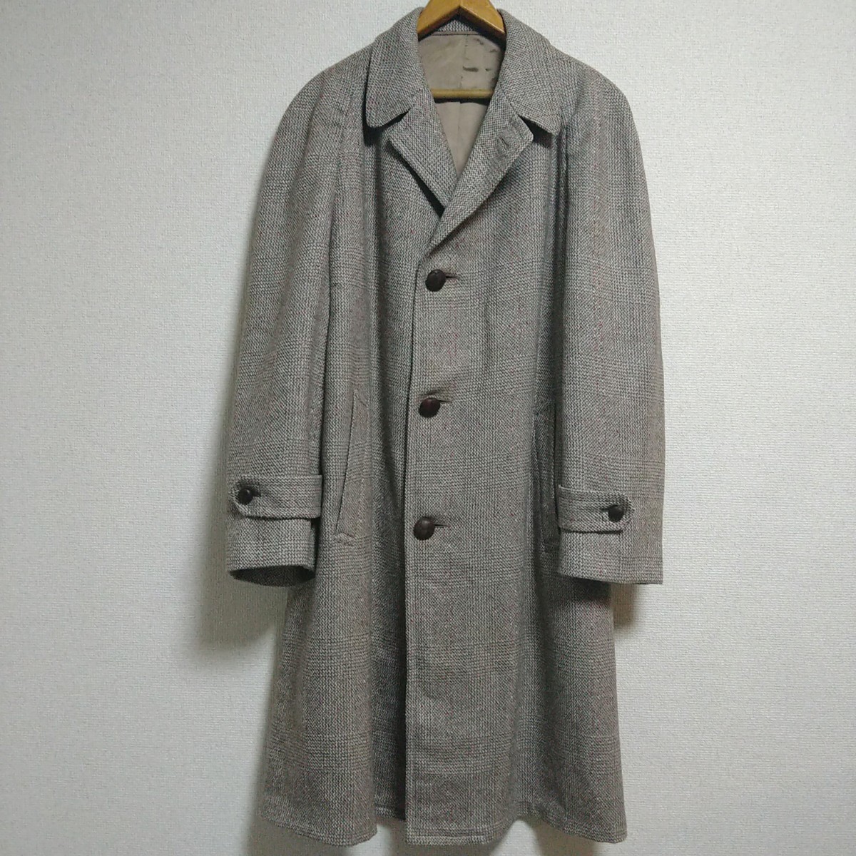 50s 60s Kuppenheimer ステンカラーコート ネップ 40程度 ロカビリー ツイード MADE IN USA ユニオンチケット USA製 ヴィンテージ カスリ