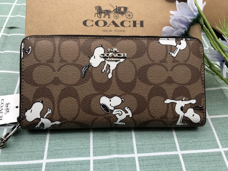 コーチ COACH 財布 長財布 SNOOPY プレゼント スヌーピー ストラップ付き レディース 新品 未使用 ブランド キャンバス A295_画像1