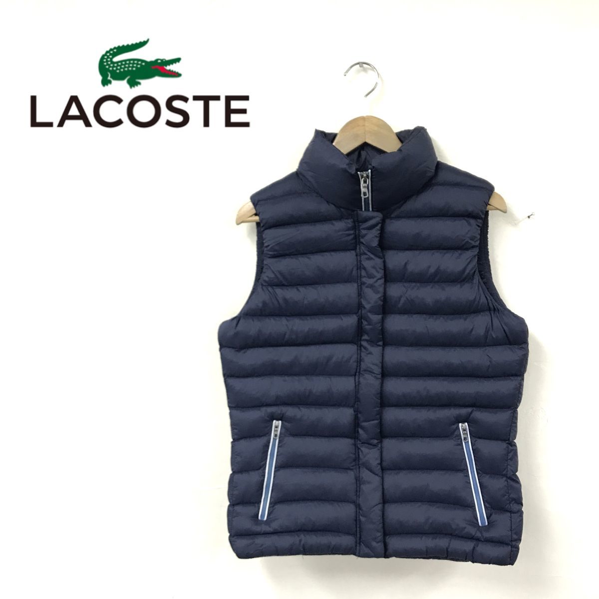 D207-M◆LACOSTE ラコステ 中綿ベスト アウター ジャケット ◆size３８ レディース ネイビー ナイロン ポリエステル 秋冬_画像1