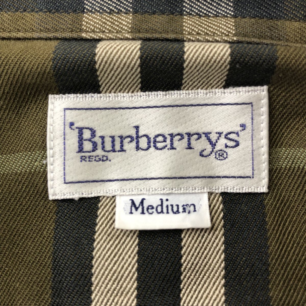 N2520-F◆ 90s ◆ old ◆ burberrys バーバリー 長袖シャツ トップス ◆ sizeM コットン グリーン チェック 古着 メンズ 秋冬_画像7