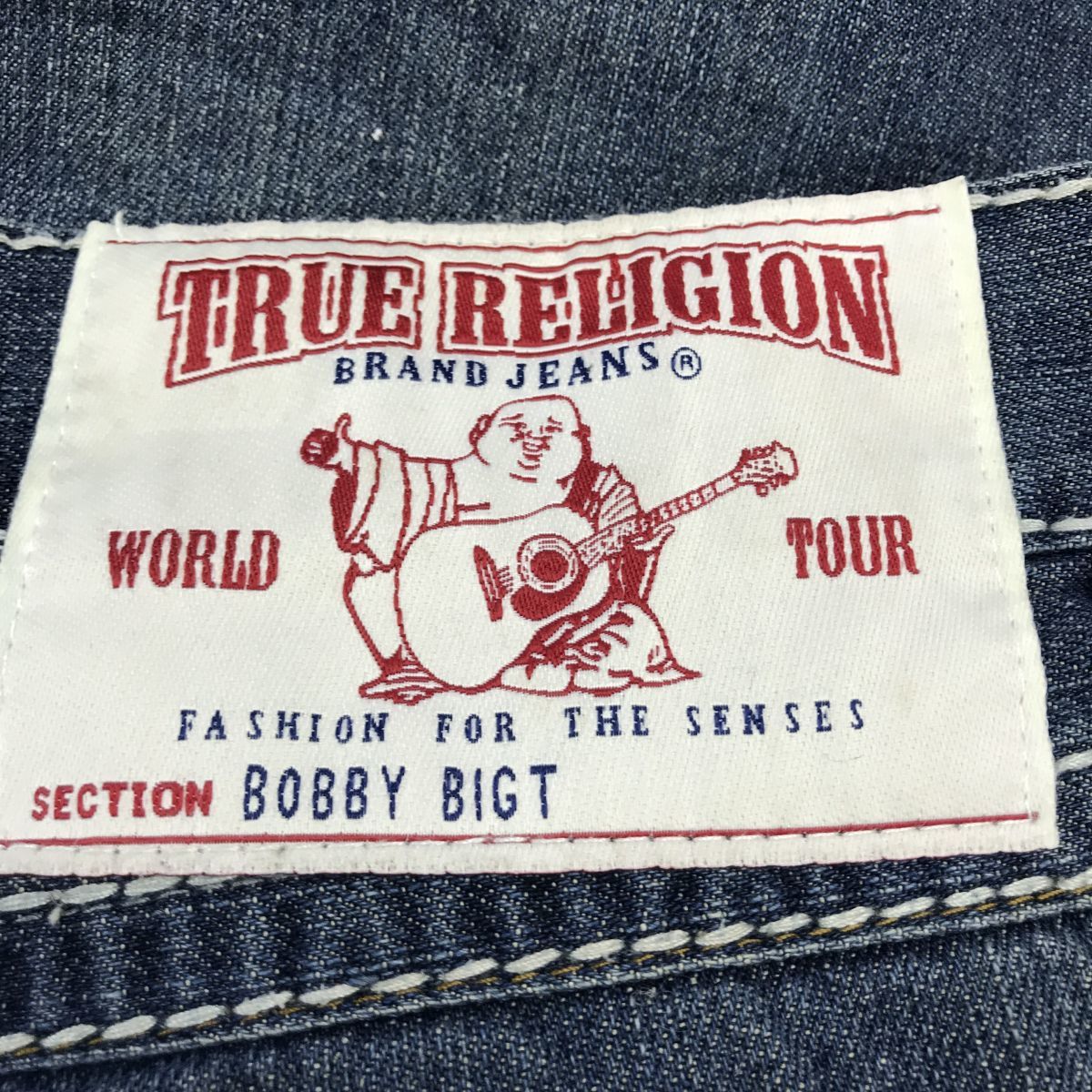 D629-F-N◆ TRUE RELIGION トゥルーレリジョン デニムパンツ ジーンズ ジッパーフライ ステッチ ◆ size36 コットン100 ブルー 古着_画像7