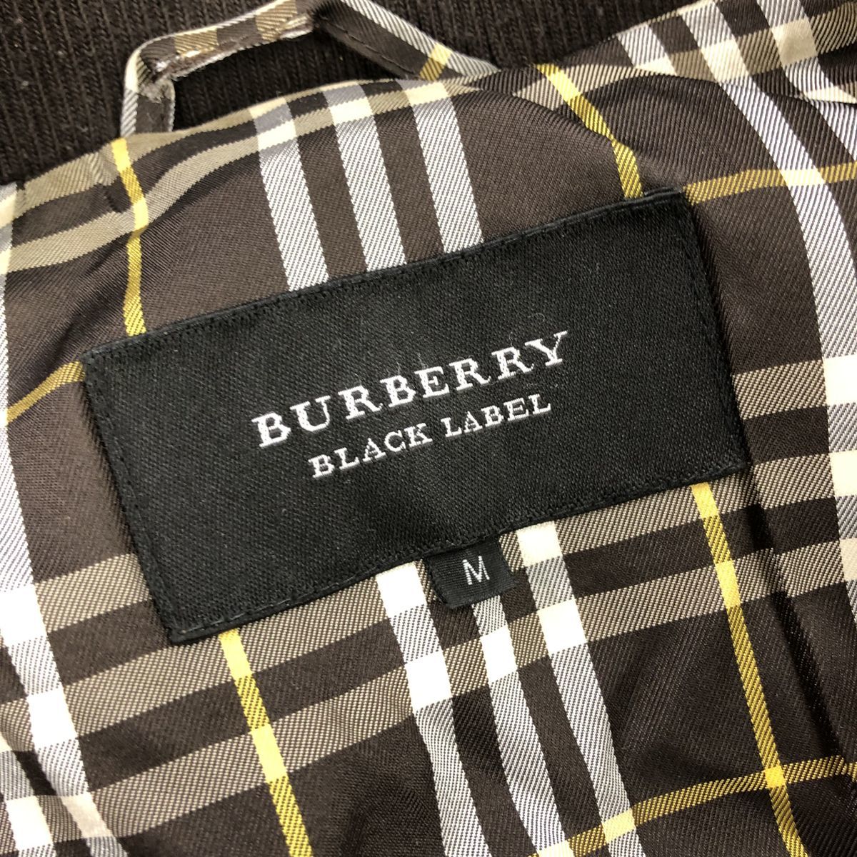 D469-F◆ BURBERRY black label バーバリーブラックレーベル ダウンジャケット ジップアップブルゾン ◆ sizeM ポリエステル ブラウン 古着_画像8