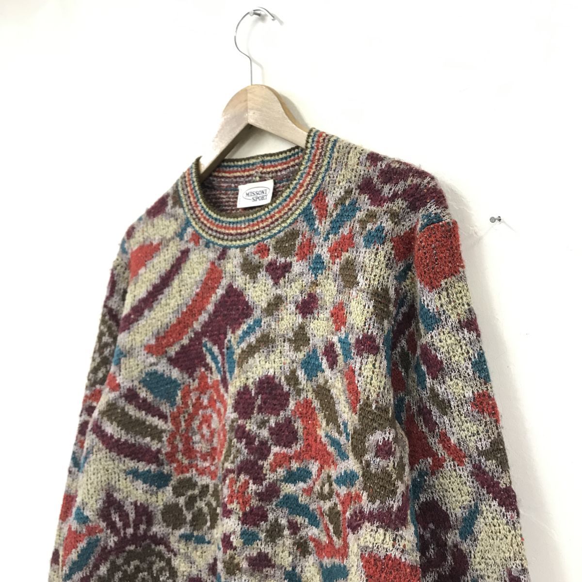 D832-M◆イタリア製◆美品◆MISSONI ミッソーニ ニット セーター ◆size４２ ウール ナイロン アクリル 総柄 秋冬_画像5