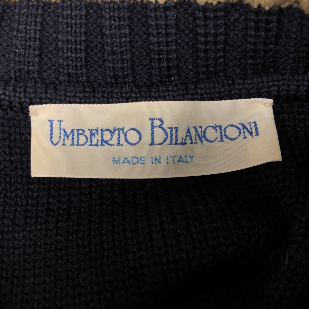 D1185-N◆美品◆イタリア製◆ old UMBERTO BILANCIONI 長袖セーター 3Dニット トップス ゆったり◆size48 ネイビー マルチ ウール アクリル_画像7