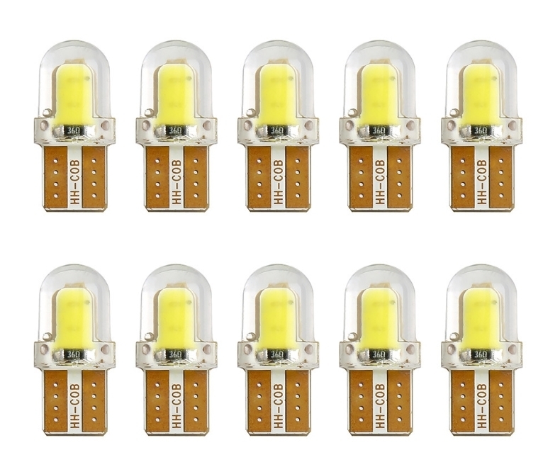 10個セット T10 COB LED ホワイト キャンセラー内蔵 ウェッジ球 スモール ポジション ルームランプ ナンバー灯 4COB /c2_画像1
