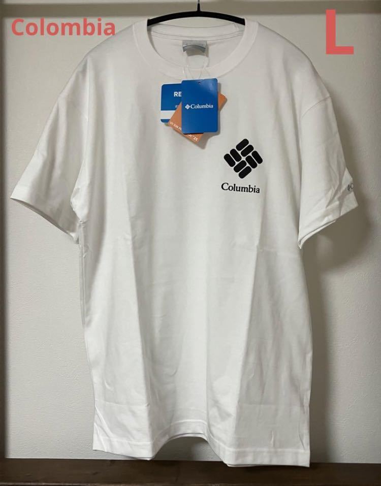 新品タグ付き Colombia コロンビア Tシャツ 白 L袖ロゴ刺繍_画像1