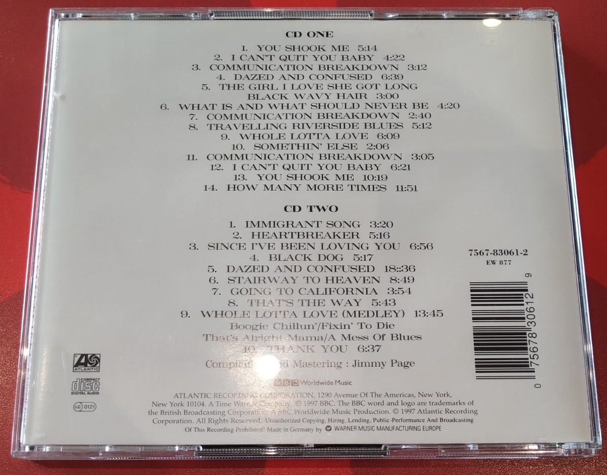 LED ZEPPELIN BBC SESSION 旧規格輸入盤中古2枚組CD レッド・ツェッペリン BBCライヴ jimmy page john bohnam paul jones 7567-83061-2_画像2