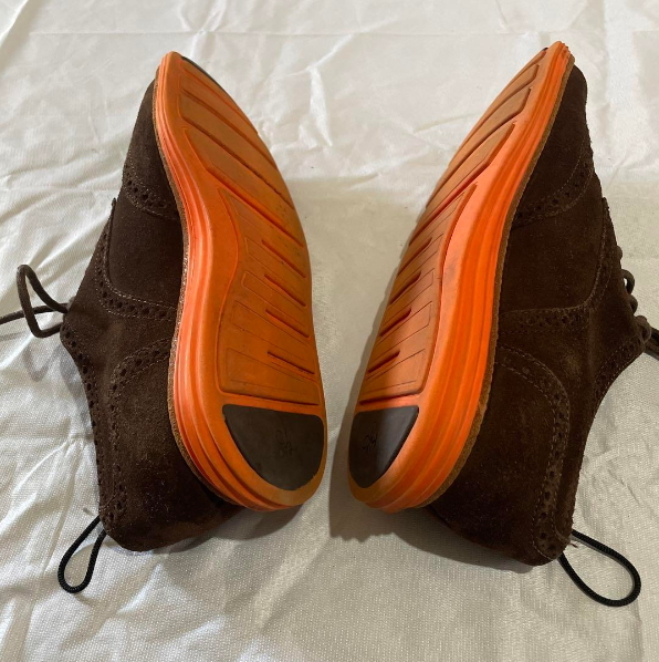 【送料無料】 COLE HAAN コール ハーン ルナグランド ウイングチップ スエード ブラウン オレンジ 8-8.5M=約26cm 革靴 シューズ メンズの画像4