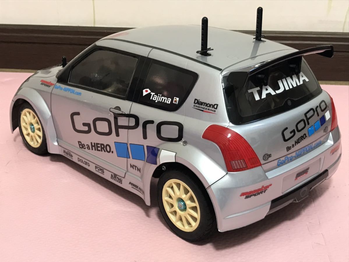 送料無料　Mシャーシ　ラジコン車体　スズキ スイフト ラリーカー　アルミナックル カーボン サンワ TAMIYA SANWA EZ-1000 SUZUKI SWIFT