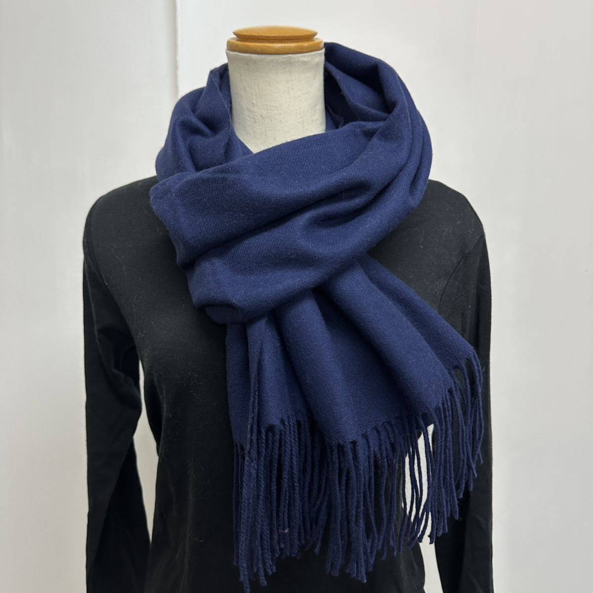  new goods 52351③ LANVIN COLLECTION Lanvin collection cashmere . stole / navy navy blue muffler protection against cold rug hand uoshu Aurora 