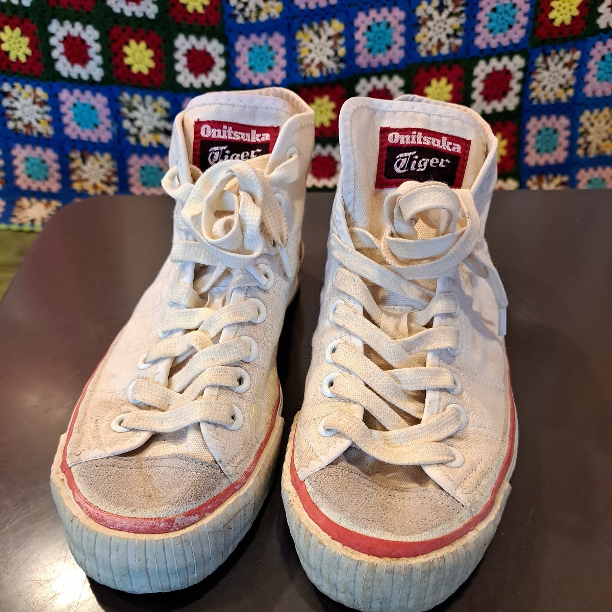 オニツカタイガー　Onitsuka Tiger　60s　70s　スニーカー　ハイカット　25.5 アシックス　昭和レトロ　中古　バスケ