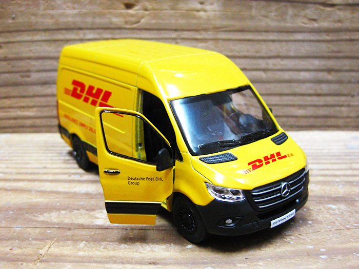 メルセデスベンツ スプリンター DHL (ミニカー 12.5cm) イエロー ワゴン 宅配便 トラック プルバック 西海岸風 インテリア アメリカン雑貨_画像6