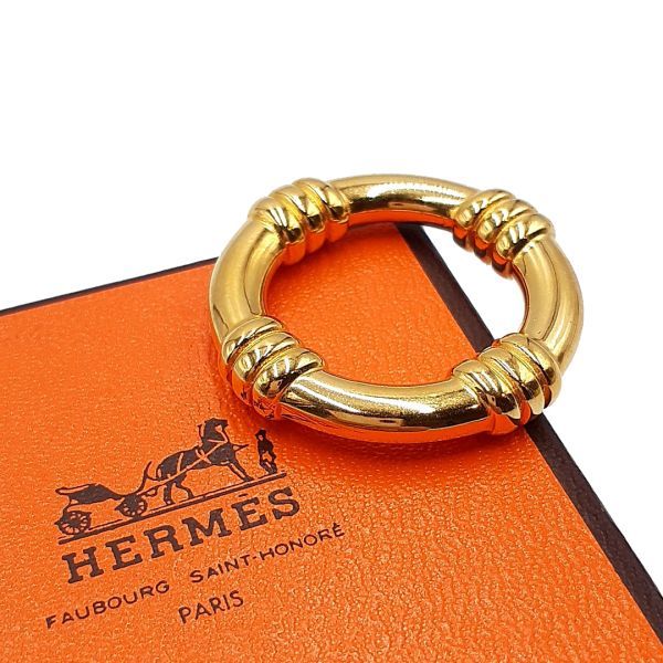 ◆超美品◆ エルメス HERMES スカーフリング ブーエ 小物 ヴィンテージ ビンテージ 保存箱 金 ゴールド系 レディース (2) 01-23120106-a