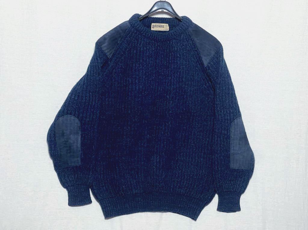 [BREANIRE] Scotland производства Fisherman свитер Mix вырез лодочкой кожаный салон chi Vintage vintage
