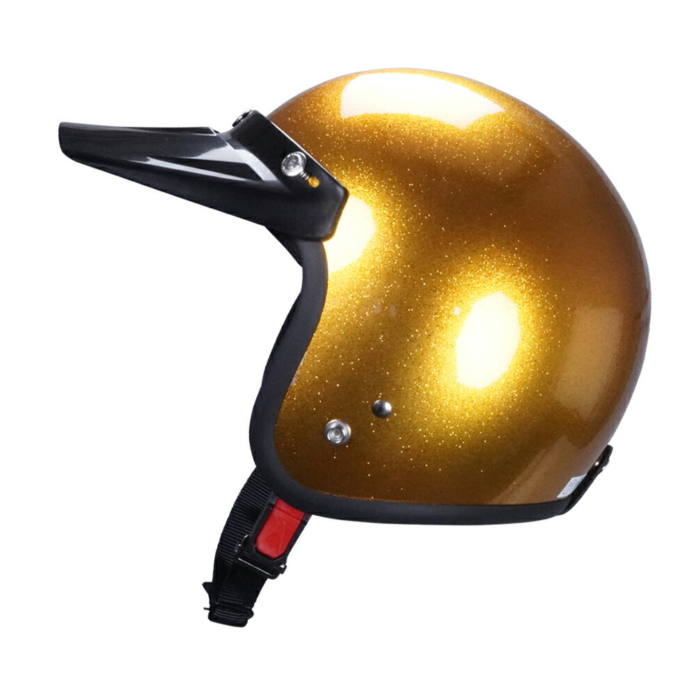 GT301 ヘルメット ノスタルジック GT-301 ラメ入りゴールド バイザー付 ロング ブラックバイザー 送料無料！スモール ジェットヘル_画像4