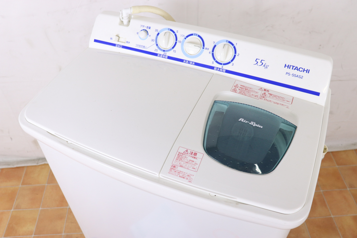 【通電OK】HITACHI PS-55AS2 日立 2槽式電気洗濯機 5.5kg 2021年製 洗濯機 二槽式 010JIMQ70_画像2