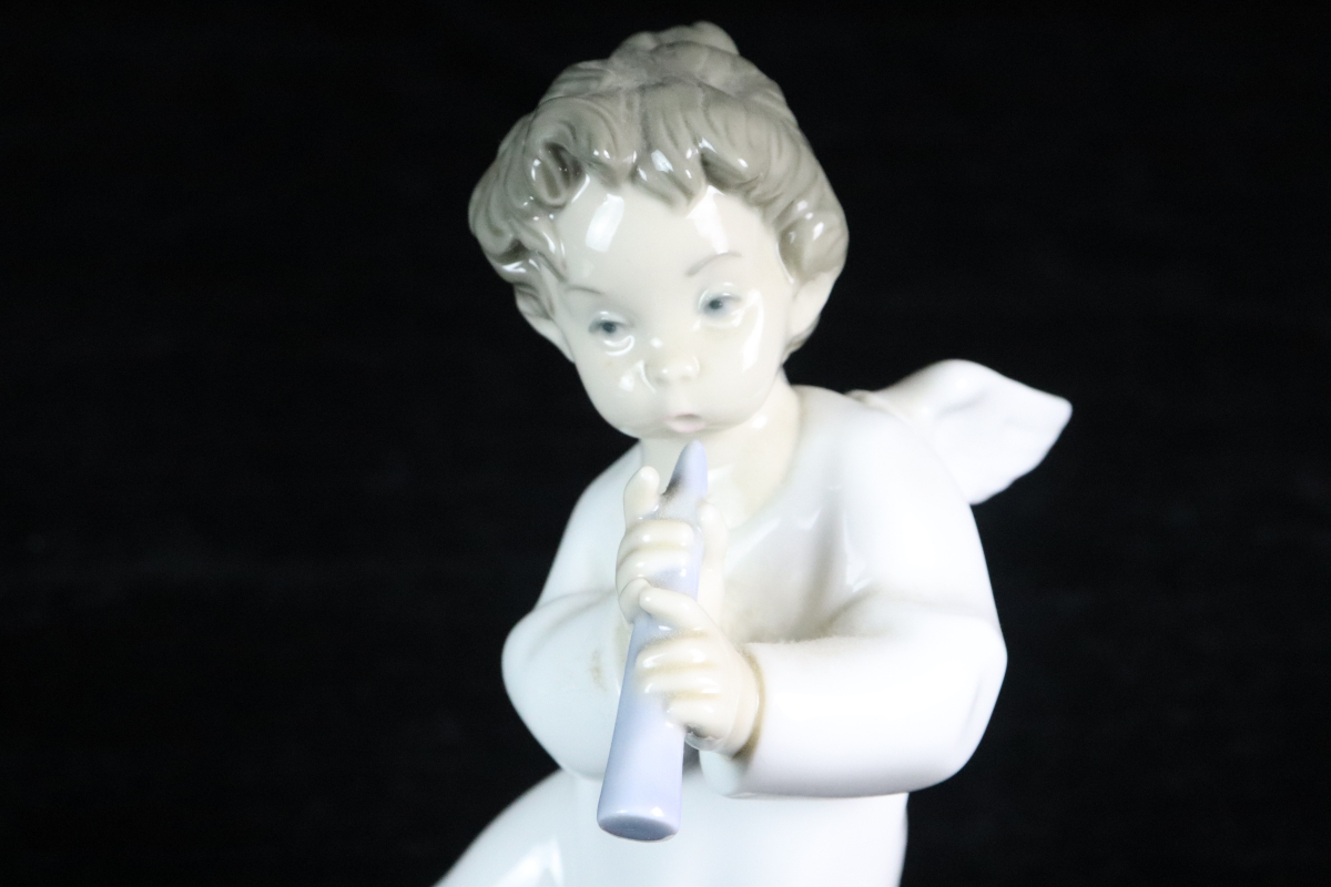 LLADRO リヤドロ 笛を吹く天使 陶器人形 天使 置物 エンジェル フィギュリン 陶器 005JHOO81_画像2