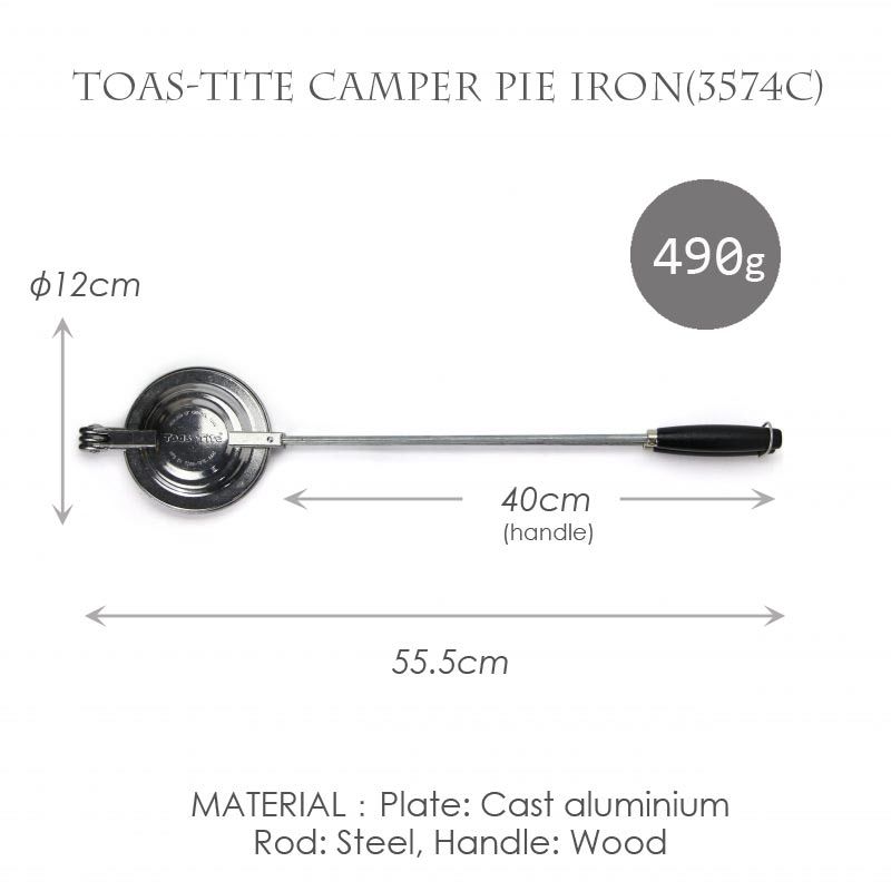 Toas-Tite トースタイト キャンパー パイ アイアン ホットサンドメーカー 直径12×奥行き4cm ハンドル40cm 全長_画像9