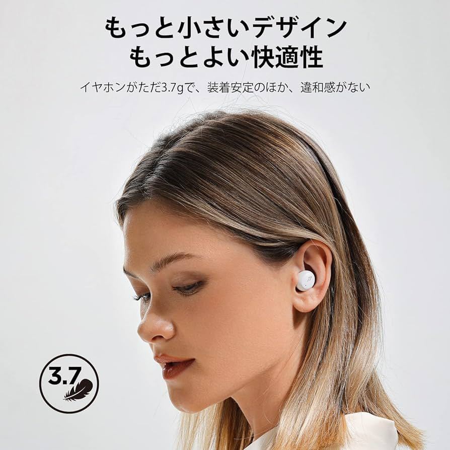 1MORE ComfoBudsMini ワイヤレスイヤホン 超小型 アクティブノイズキャンセリング 寝ながら Bluetooth 5.2 SoundIDカスタマイズ ホワイト_画像2