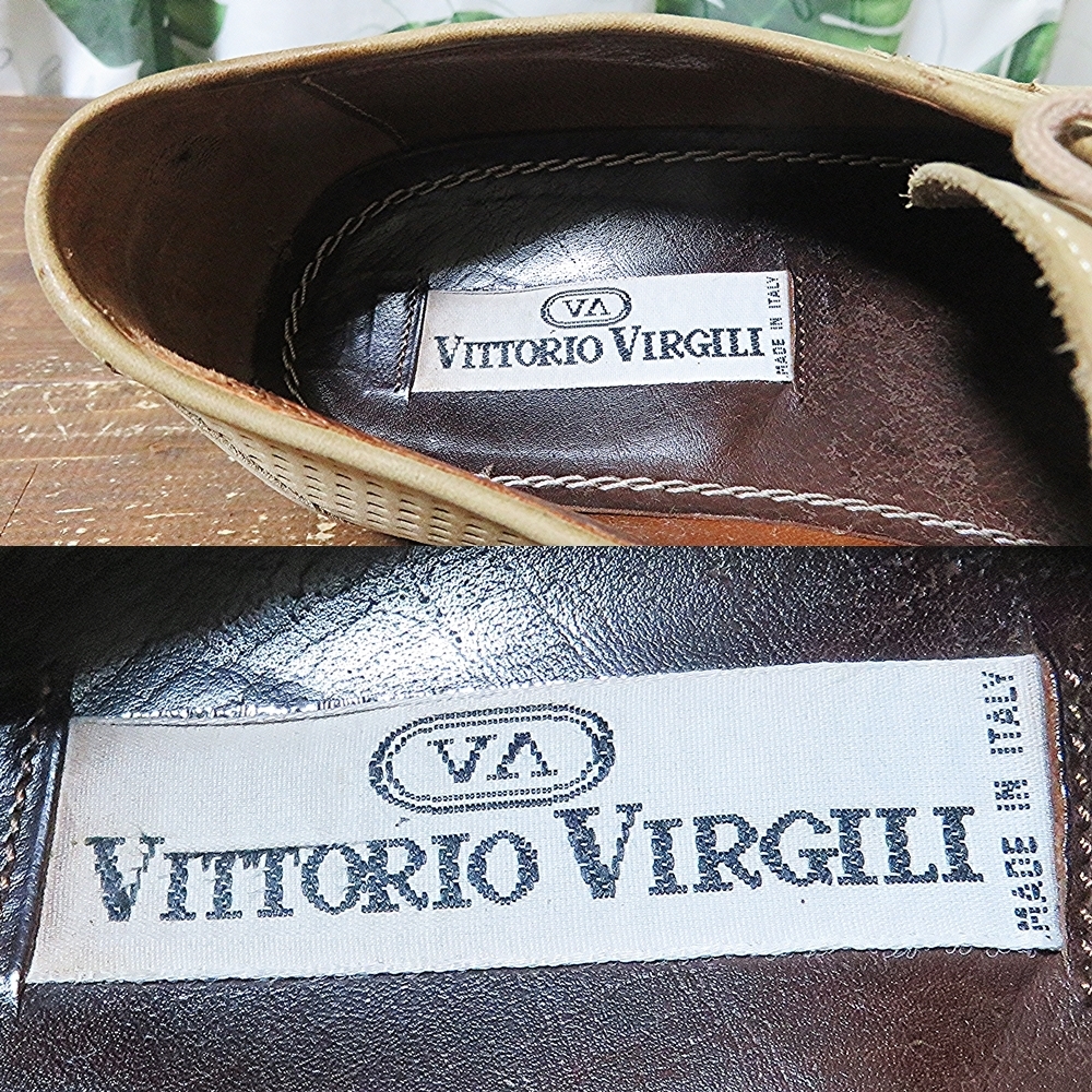 ヴィットリオヴィルジリ VITTORIO VIRGILI シューズ 25.5cm イタリア製 40.5 ベージュ系 メンズ 中古品 やや傷や汚れあり カジュアル 紐靴の画像6