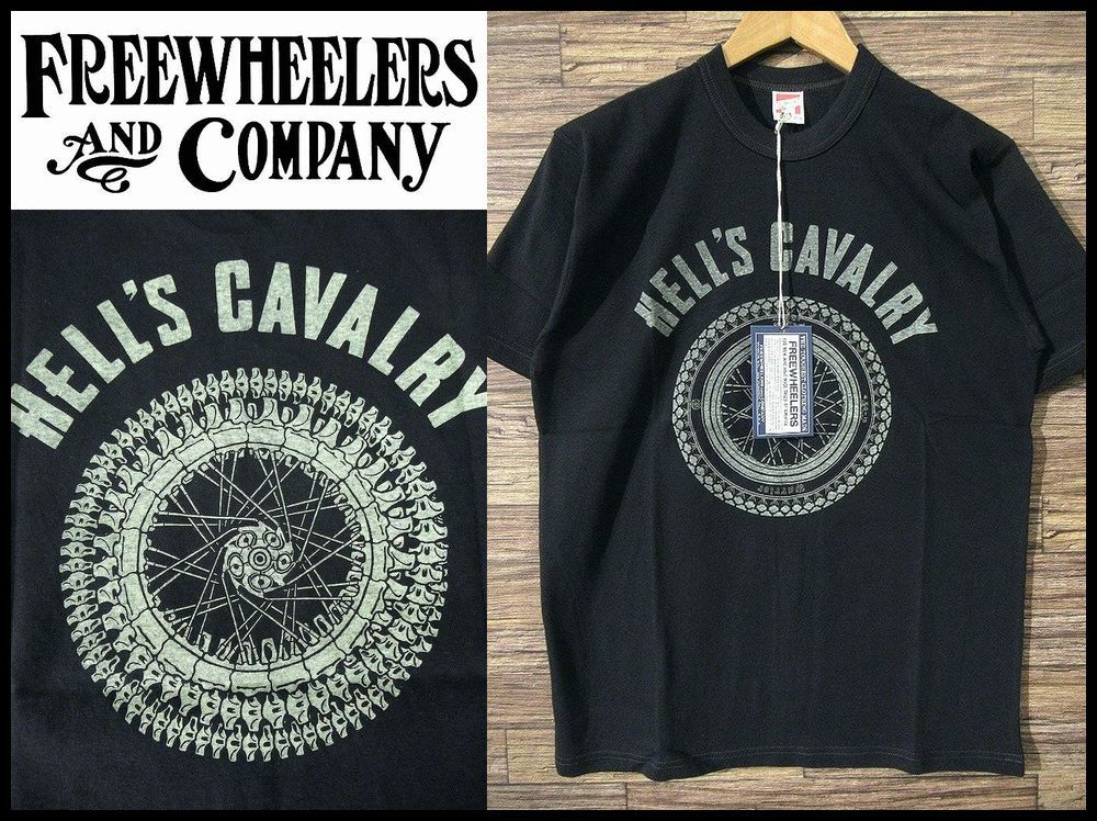 送無 新品 FREEWHEELERS フリーホイーラーズ POWER WEAR 13SS 1973 THE ROAD WARRIOR スカル ホイール 両面 プリント Tシャツ スミクロ M