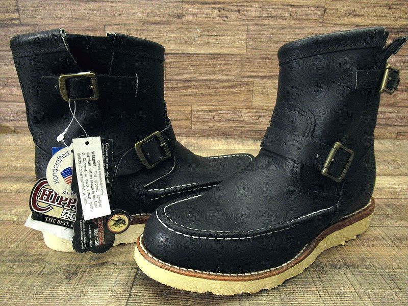  free postage rare USA made black tag new goods dead original sole attaching CHIPPEWA Chippewa 97879 7 -inch moktu engineer oil do leather boots black 26.5 ①