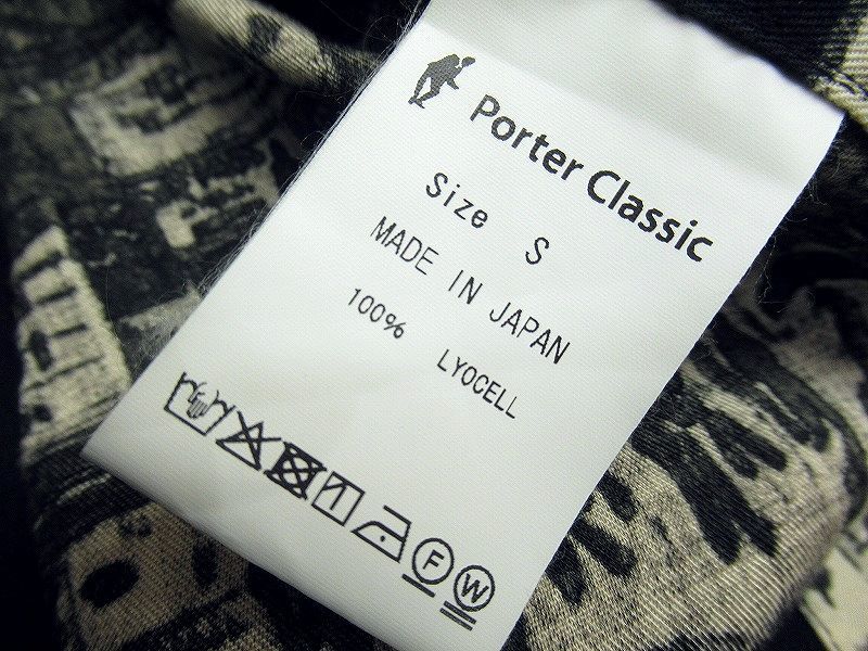 送無 使用感の少ない美品 定価38,500円 Porter Classic ポータークラシック 19AW アロハ ロング シャツ タイムズスクエア ハワイアン 黒 Sの画像9