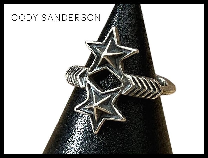 送無 美品 CODY SANDERSON コディサンダーソン 925 Double Arrow Double Small Star Ring ダブル アロー スモール スター リング 指輪 8号_画像1