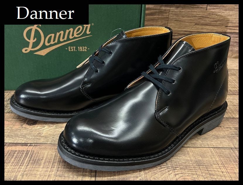 送無 新品 Danner ダナー D214501 日本製 WHEELER ウィーラー Vibram ビブラム タイガム ソール ガラス レザー チャッカ ブーツ 黒 27.0 ③