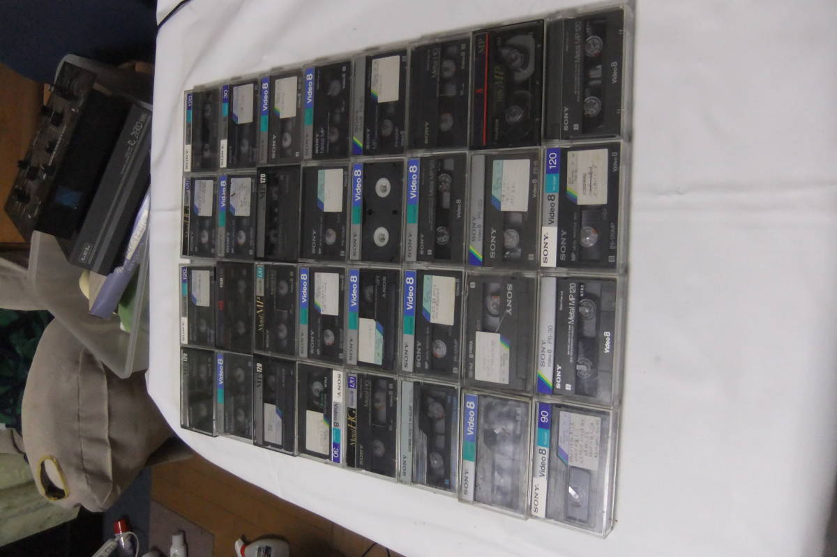 生テープ32本纏め売り　SONY VIDEO 8 ビデオカセット 8mmビデオテープ metal HG　MP　metal 120　富士フイルム　中古生テープ_画像1