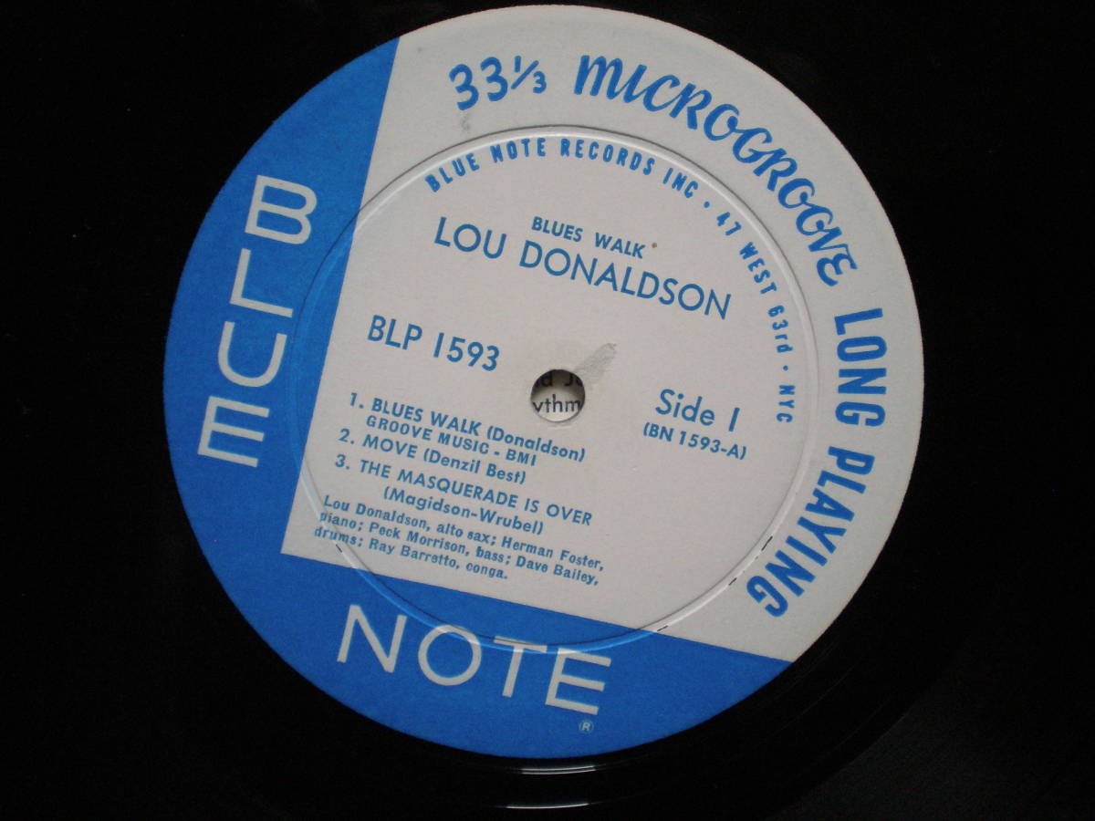 【US-Orig】溝・RVG・耳・47-W63ラベル・BLUE NOTE 1593 ★ LOU DONALDSON / BLUES WALK (H Foster, D Bailey) ★ MONO・ラミジャケット_画像3