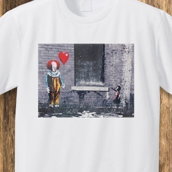 バンクシー Banksy ピエロ 少女 風船 Tシャツ 新品 送料込 ストリートアート　_画像2