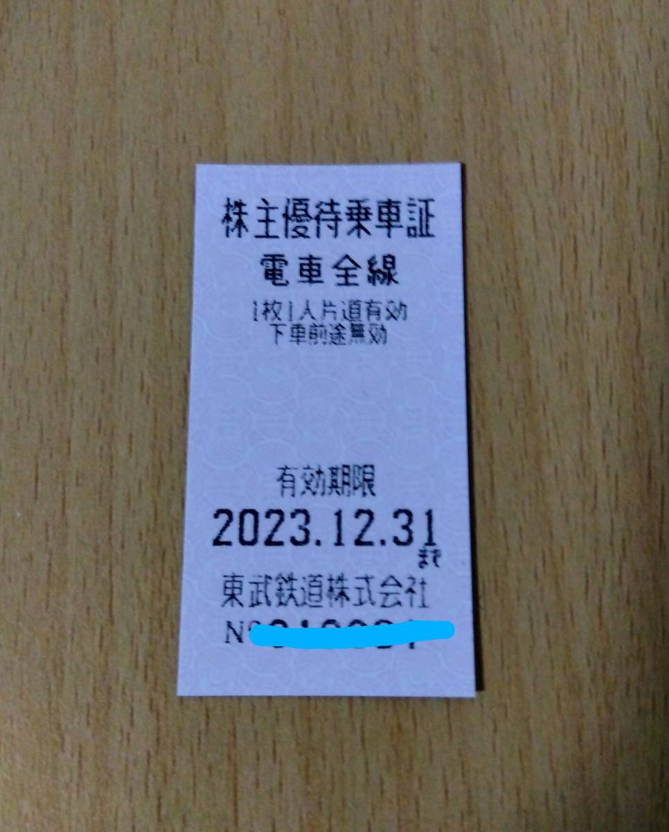 東武鉄道株主優待乗車証電車全線　有効期限2023.12.31_画像1