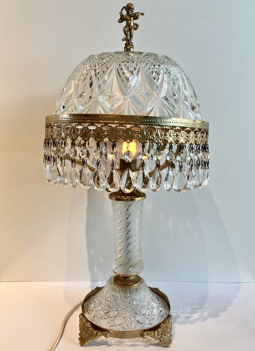 vintage crystal glass table lamp クリスタル　ガラステーブルランプ　アンティーク