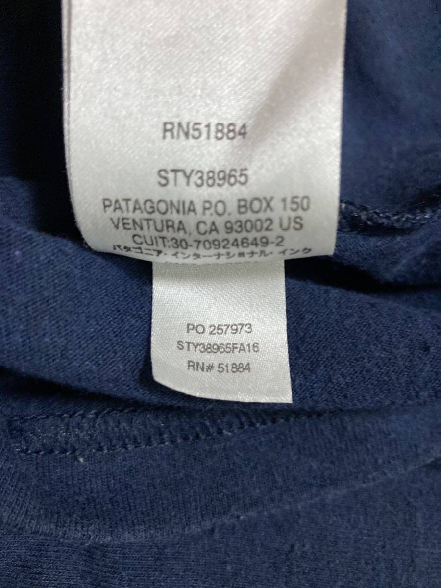 patagonia パタゴニア p6 ロンt 長袖tシャツ カットソー 波柄　２０１６年製　ネイビー　ＸＳサイズ 厚手　古着　ヴィンテージ _画像8